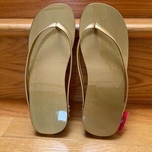Gold Women's  Wooden Flip Flops
